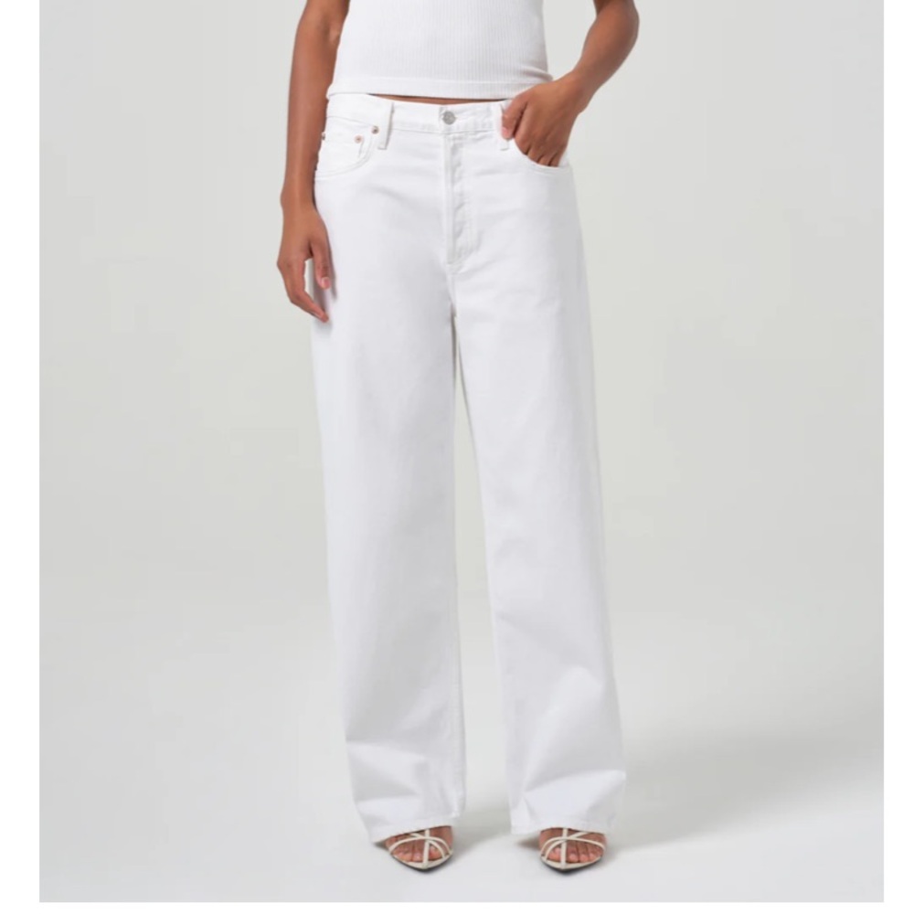 Agolde White Low Slung Baggy Jeans